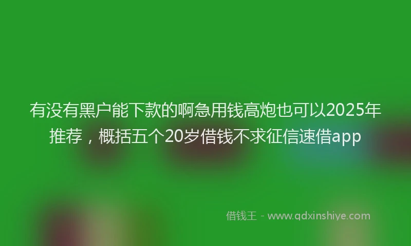 有没有黑户能下款的啊急用钱高炮也可以2025年推荐，概括五个20岁借钱不求征信速借app