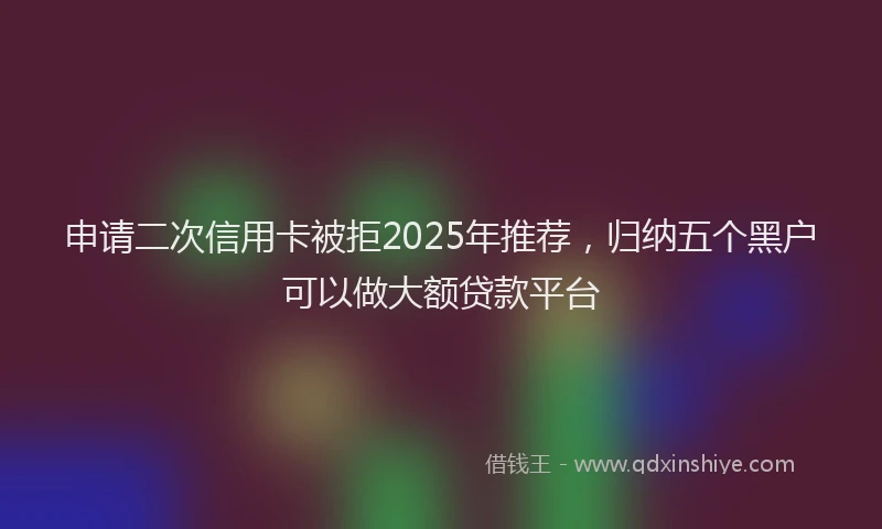 申请二次信用卡被拒2025年推荐，归纳五个黑户可以做大额贷款平台