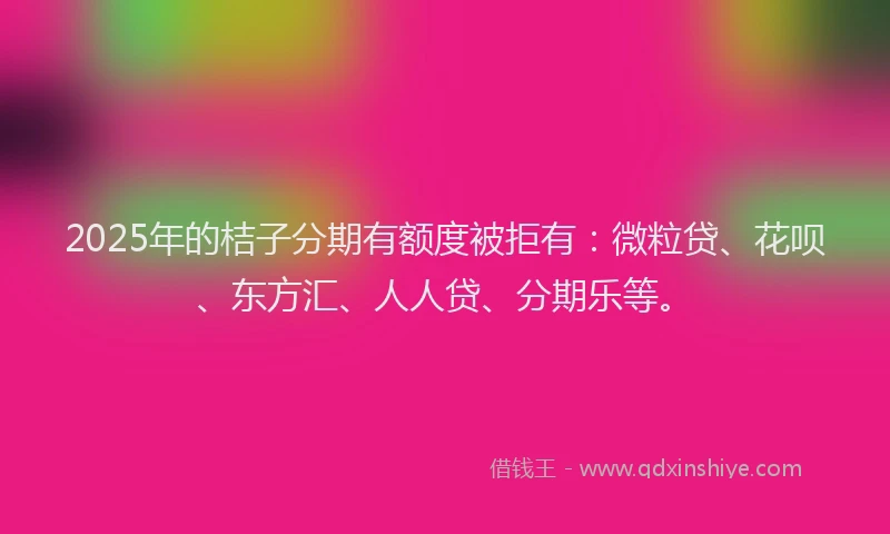 2025年的桔子分期有额度被拒有：微粒贷、花呗、东方汇、人人贷、分期乐等。