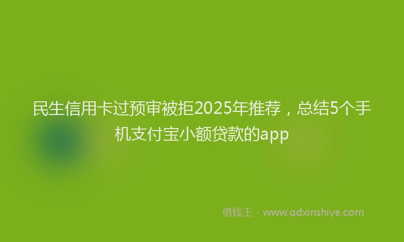 民生信用卡过预审被拒2025年推荐，总结5个手机支付宝小额贷款的app