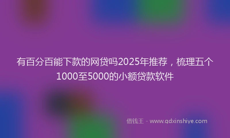 有百分百能下款的网贷吗2025年推荐，梳理五个1000至5000的小额贷款软件