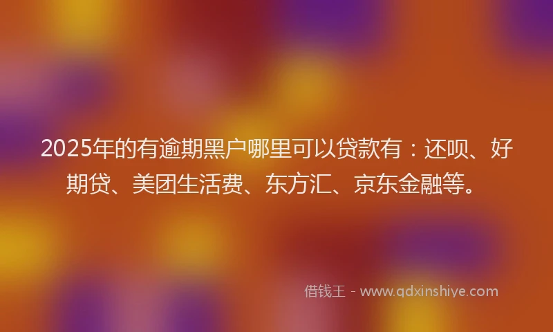 2025年的有逾期黑户哪里可以贷款有：还呗、好期贷、美团生活费、东方汇、京东金融等。