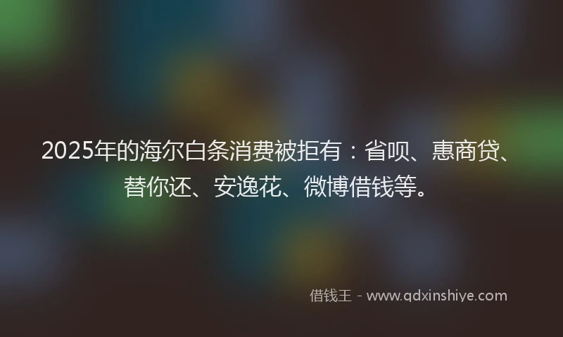 2025年的海尔白条消费被拒有：省呗、惠商贷、替你还、安逸花、微博借钱等。