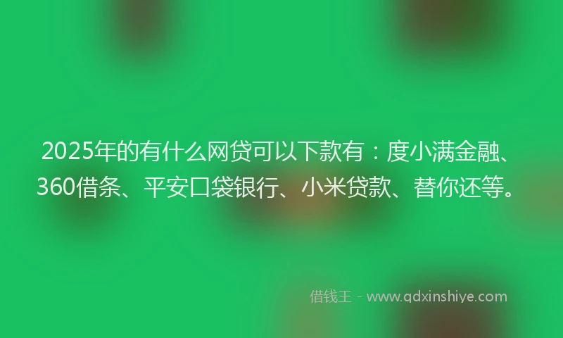 2025年的有什么网贷可以下款有：度小满金融、360借条、平安口袋银行、小米贷款、替你还等。