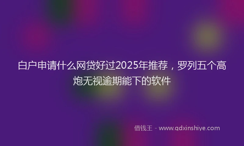 白户申请什么网贷好过2025年推荐，罗列五个高炮无视逾期能下的软件