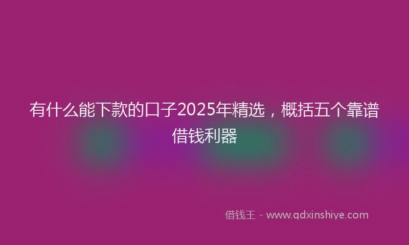 有什么能下款的口子2025年精选，概括五个靠谱借钱利器