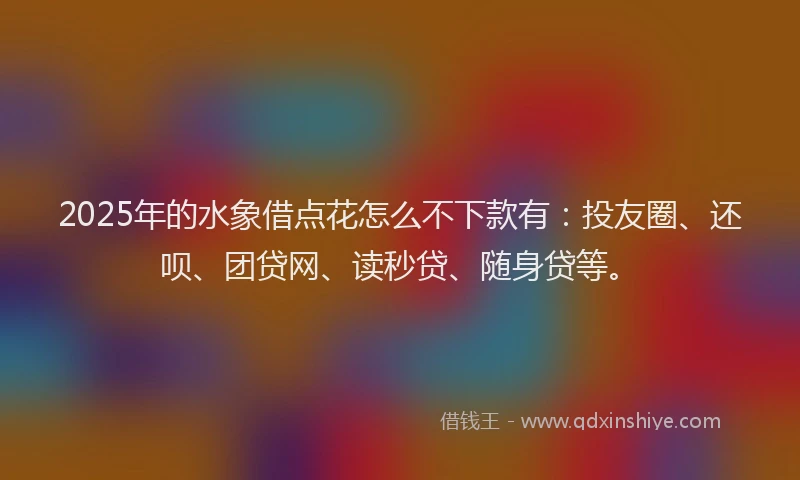 2025年的水象借点花怎么不下款有：投友圈、还呗、团贷网、读秒贷、随身贷等。