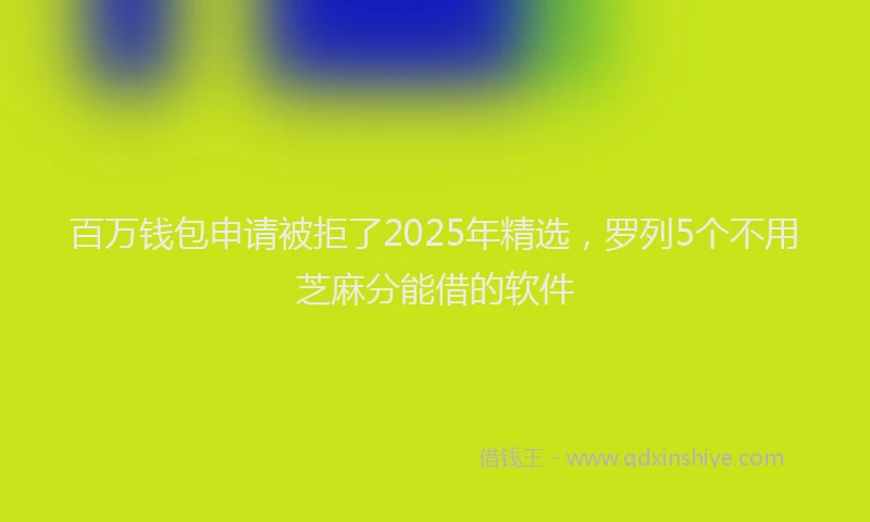 百万钱包申请被拒了2025年精选，罗列5个不用芝麻分能借的软件