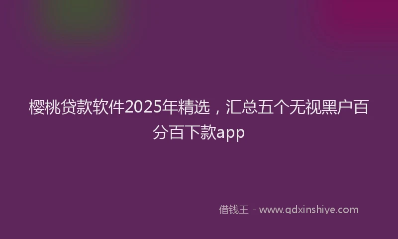 樱桃贷款软件2025年精选，汇总五个无视黑户百分百下款app