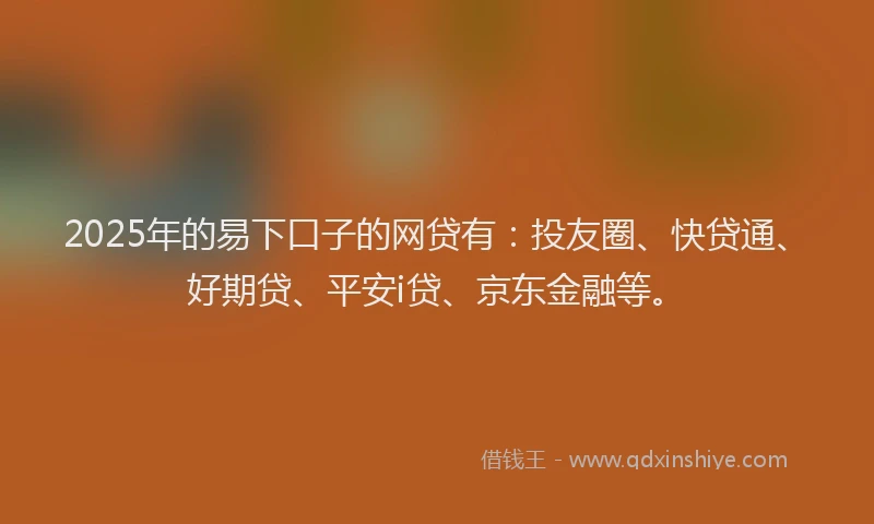 2025年的易下口子的网贷有：投友圈、快贷通、好期贷、平安i贷、京东金融等。