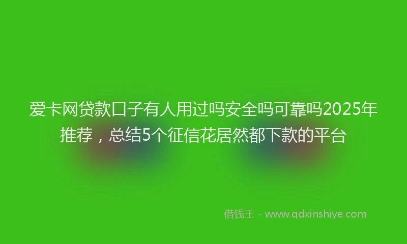 爱卡网贷款口子有人用过吗安全吗可靠吗2025年推荐，总结5个征信花居然都下款的平台