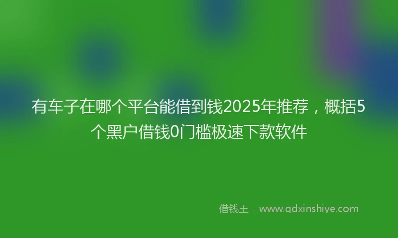 有车子在哪个平台能借到钱2025年推荐，概括5个黑户借钱0门槛极速下款软件