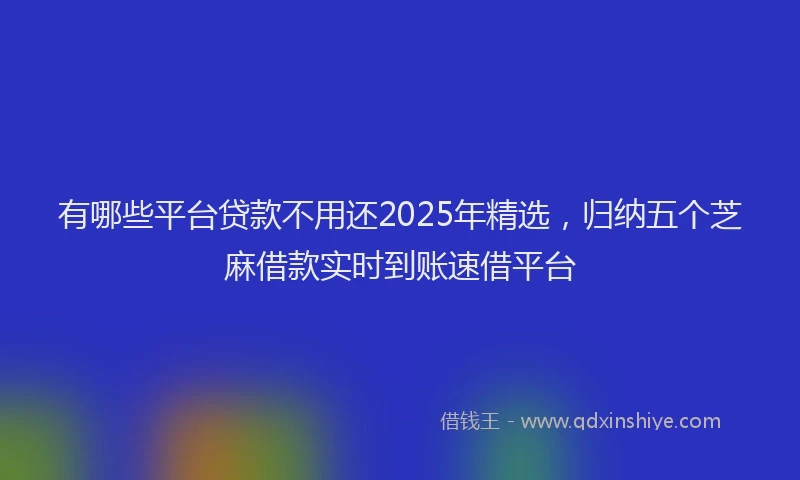 有哪些平台贷款不用还2025年精选，归纳五个芝麻借款实时到账速借平台