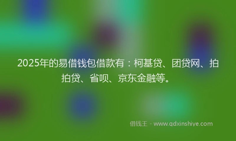 2025年的易借钱包借款有：柯基贷、团贷网、拍拍贷、省呗、京东金融等。