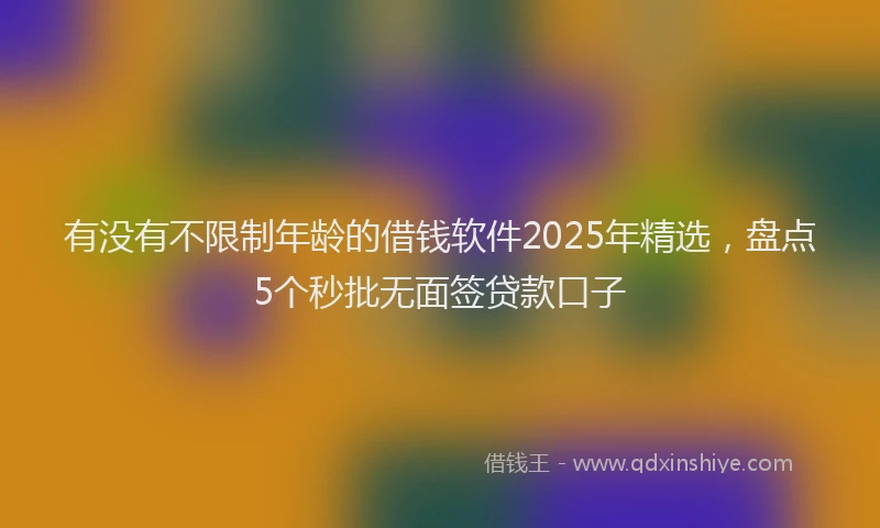 有没有不限制年龄的借钱软件2025年精选，盘点5个秒批无面签贷款口子