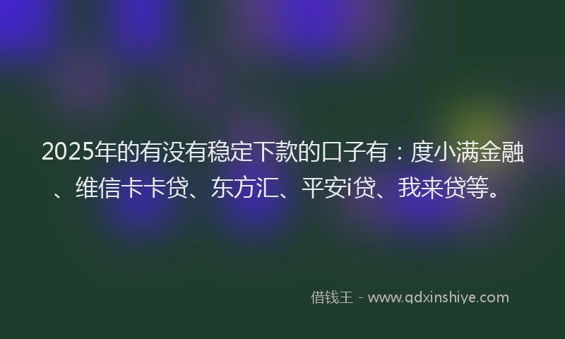 2025年的有没有稳定下款的口子有：度小满金融、维信卡卡贷、东方汇、平安i贷、我来贷等。