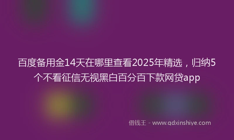 百度备用金14天在哪里查看2025年精选，归纳5个不看征信无视黑白百分百下款网贷app