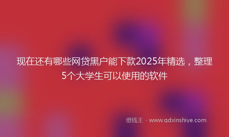 现在还有哪些网贷黑户能下款2025年精选，整理5个大学生可以使用的软件