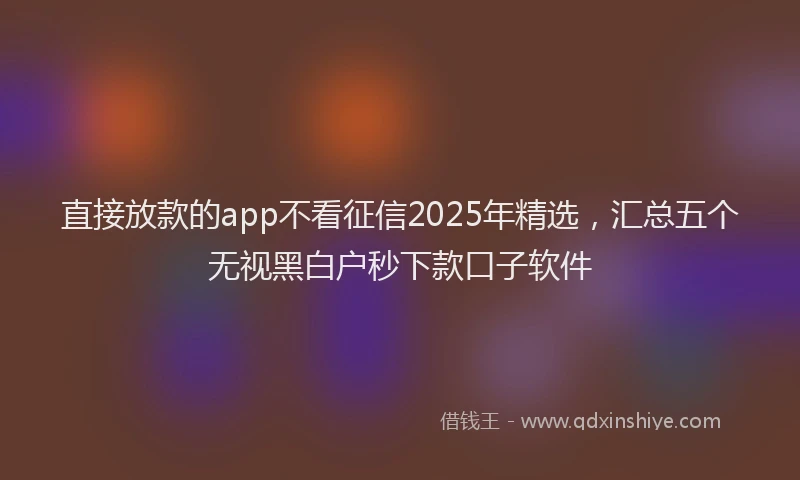 直接放款的app不看征信2025年精选，汇总五个无视黑白户秒下款口子软件