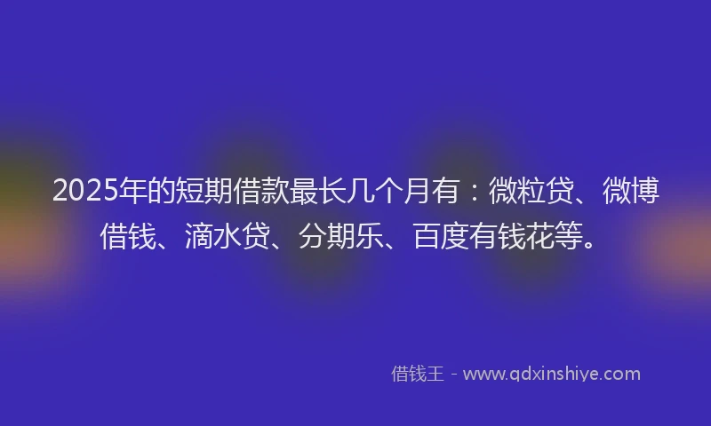 2025年的短期借款最长几个月有：微粒贷、微博借钱、滴水贷、分期乐、百度有钱花等。