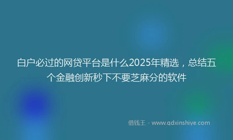 白户必过的网贷平台是什么2025年精选，总结五个金融创新秒下不要芝麻分的软件