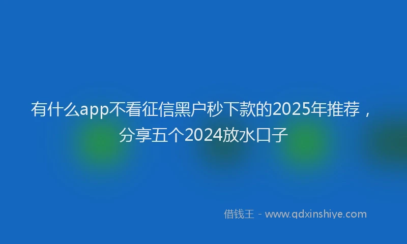 有什么app不看征信黑户秒下款的2025年推荐，分享五个2024放水口子