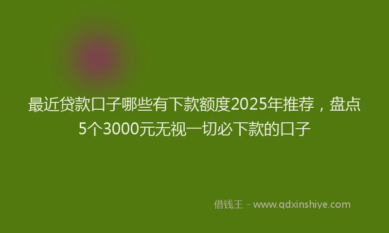 最近贷款口子哪些有下款额度2025年推荐，盘点5个3000元无视一切必下款的口子