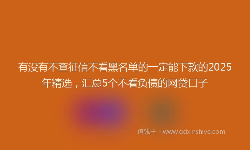 有没有不查征信不看黑名单的一定能下款的2025年精选，汇总5个不看负债的网贷口子