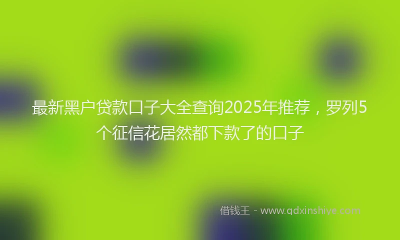 最新黑户贷款口子大全查询2025年推荐，罗列5个征信花居然都下款了的口子