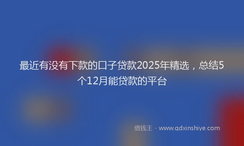 最近有没有下款的口子贷款2025年精选，总结5个12月能贷款的平台