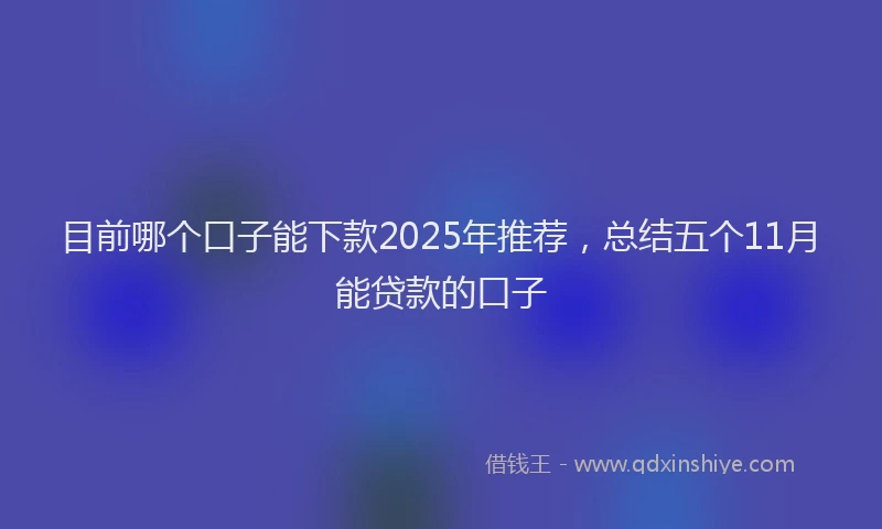 目前哪个口子能下款2025年推荐，总结五个11月能贷款的口子