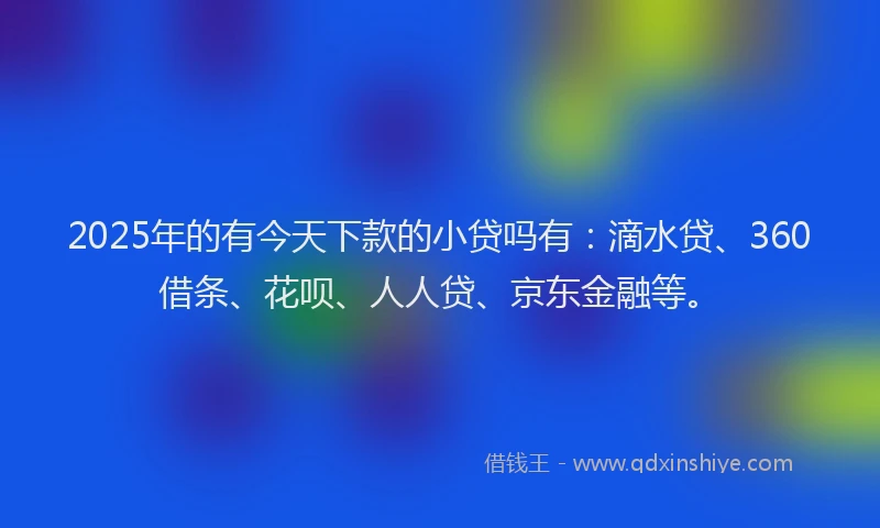 2025年的有今天下款的小贷吗有：滴水贷、360借条、花呗、人人贷、京东金融等。