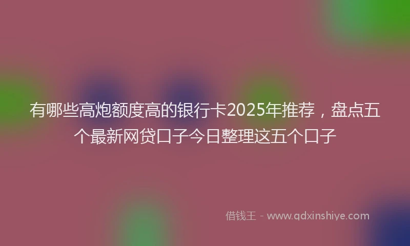有哪些高炮额度高的银行卡2025年推荐，盘点五个最新网贷口子今日整理这五个口子