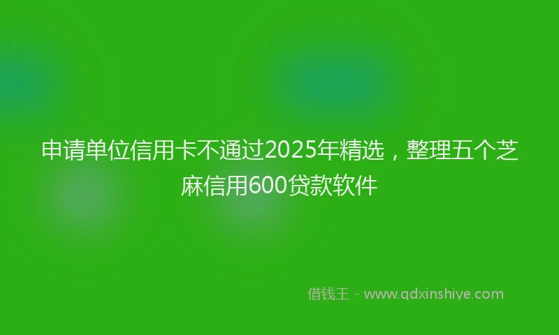申请单位信用卡不通过2025年精选，整理五个芝麻信用600贷款软件