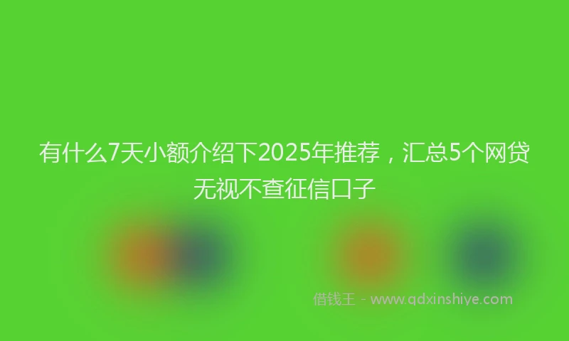 有什么7天小额介绍下2025年推荐，汇总5个网贷无视不查征信口子