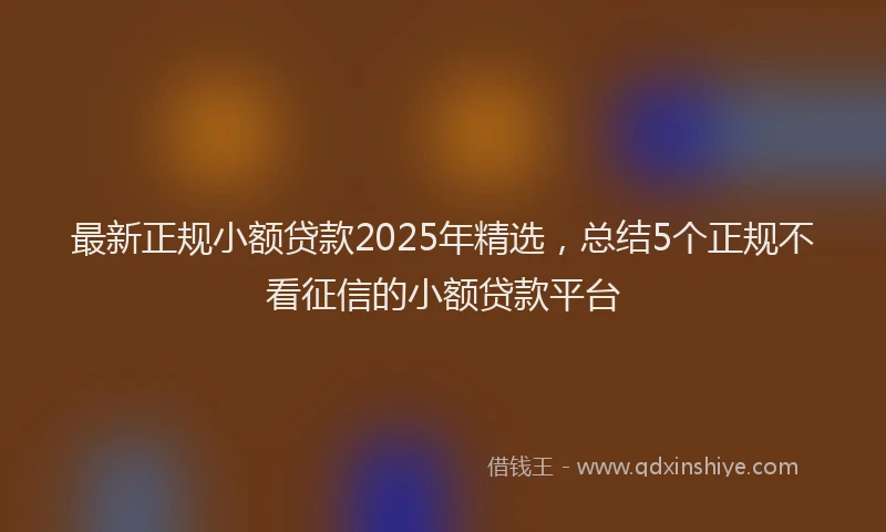 最新正规小额贷款2025年精选，总结5个正规不看征信的小额贷款平台