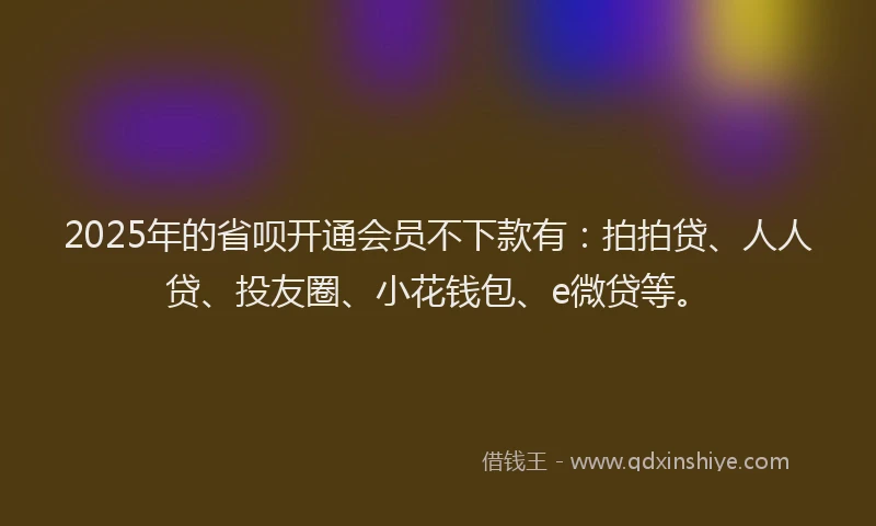 2025年的省呗开通会员不下款有：拍拍贷、人人贷、投友圈、小花钱包、e微贷等。