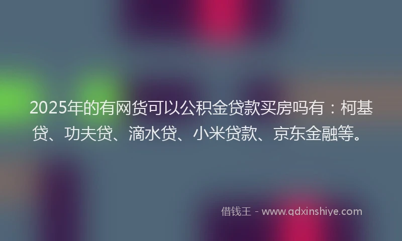 2025年的有网货可以公积金贷款买房吗有：柯基贷、功夫贷、滴水贷、小米贷款、京东金融等。