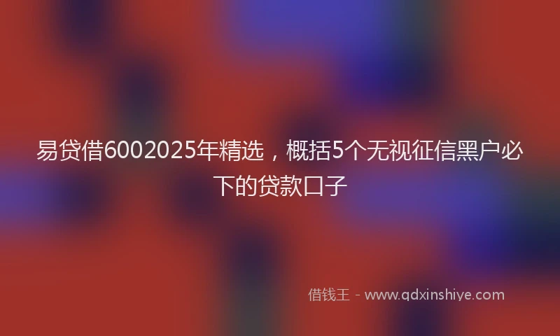 易贷借6002025年精选，概括5个无视征信黑户必下的贷款口子