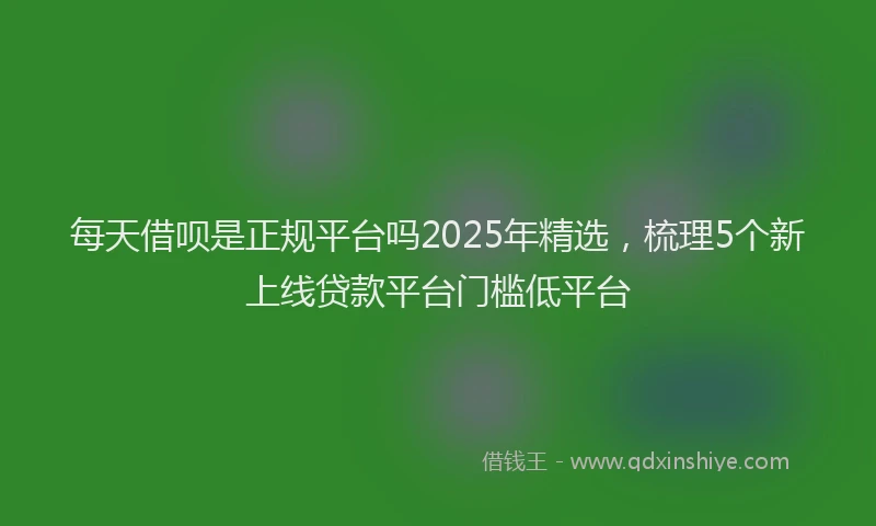 每天借呗是正规平台吗2025年精选，梳理5个新上线贷款平台门槛低平台