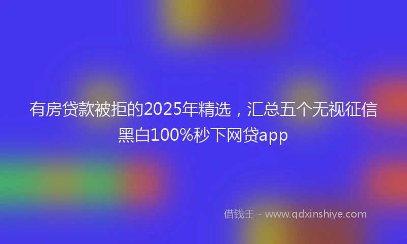有房贷款被拒的2025年精选，汇总五个无视征信黑白100%秒下网贷app