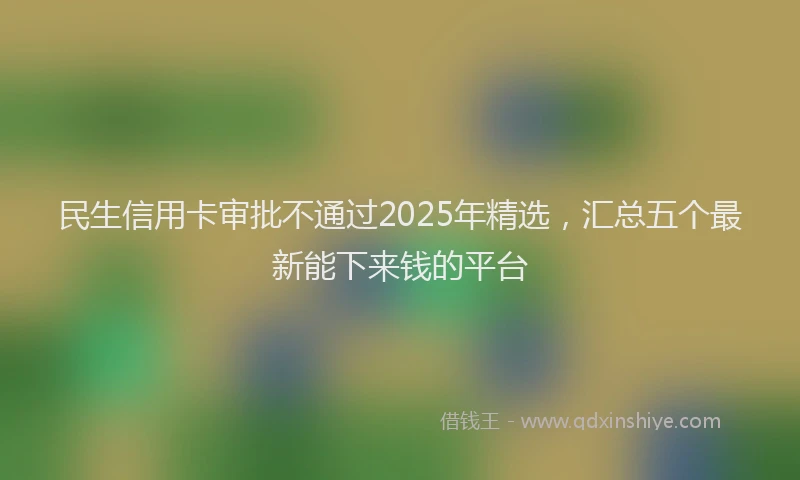 民生信用卡审批不通过2025年精选，汇总五个最新能下来钱的平台