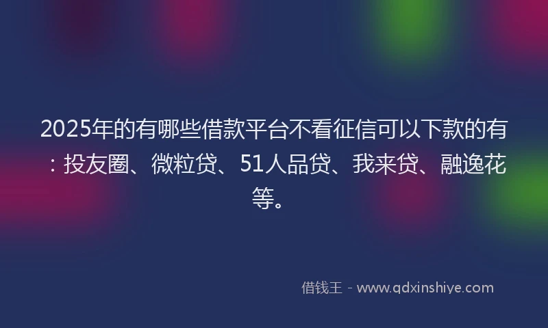2025年的有哪些借款平台不看征信可以下款的有：投友圈、微粒贷、51人品贷、我来贷、融逸花等。