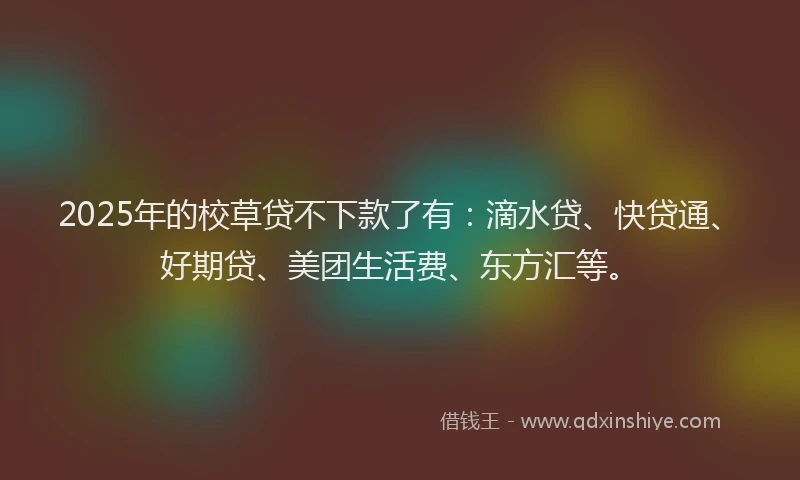 2025年的校草贷不下款了有：滴水贷、快贷通、好期贷、美团生活费、东方汇等。