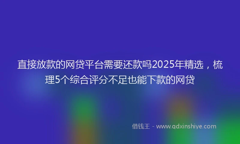 直接放款的网贷平台需要还款吗2025年精选，梳理5个综合评分不足也能下款的网贷