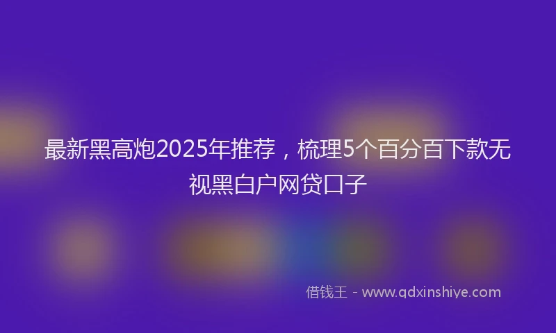 最新黑高炮2025年推荐，梳理5个百分百下款无视黑白户网贷口子