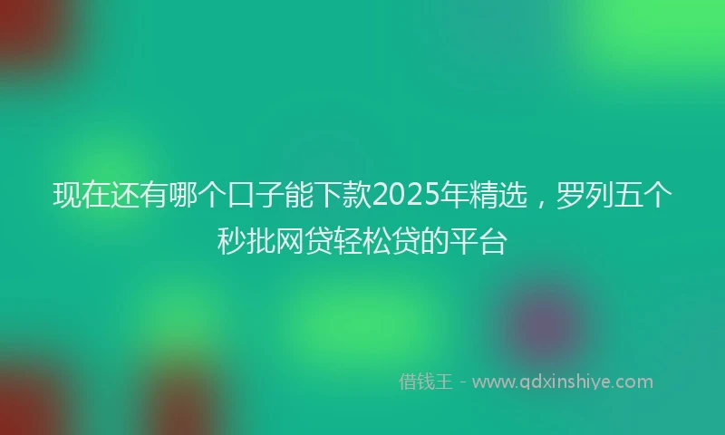 现在还有哪个口子能下款2025年精选，罗列五个秒批网贷轻松贷的平台