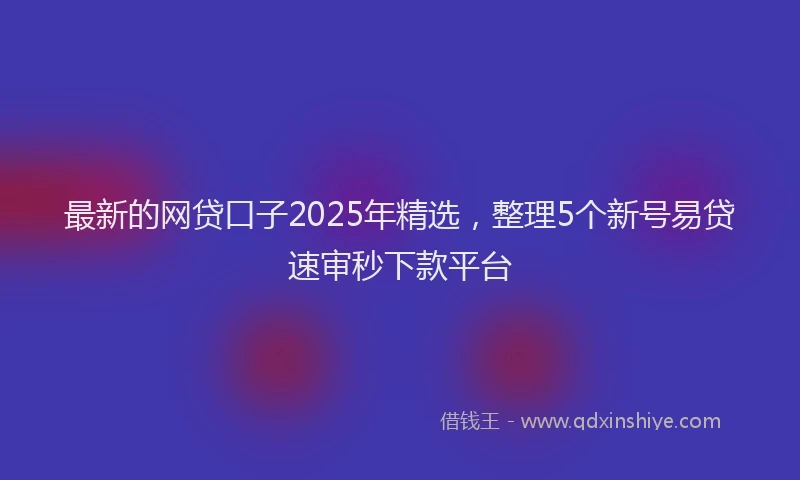 最新的网贷口子2025年精选，整理5个新号易贷速审秒下款平台