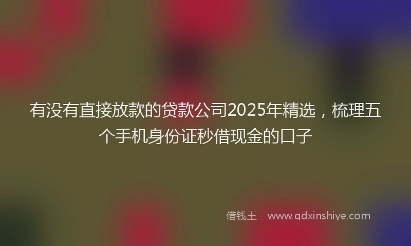 有没有直接放款的贷款公司2025年精选，梳理五个手机身份证秒借现金的口子