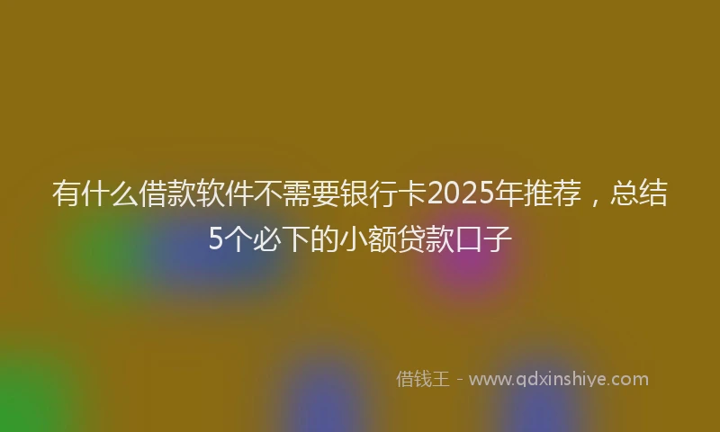 有什么借款软件不需要银行卡2025年推荐，总结5个必下的小额贷款口子